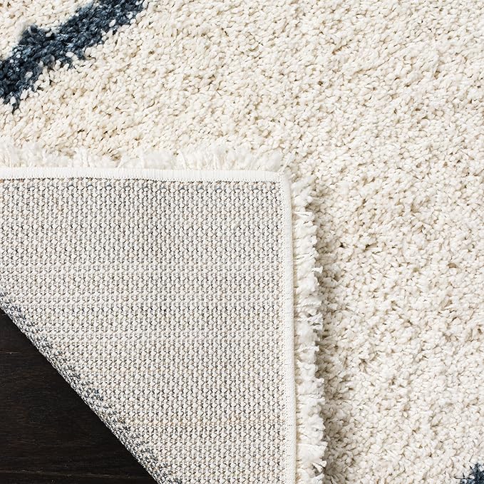 SAFAVIEH Hudson Shag Collection Runner Rug - 2'3" x 8', Ivory & Slate Blue, Modern Trellis Design, Non-Shedding & Easy Care, 2-inch Thick Ideal for High Traffic Areas in Living Room, Bedroom (SGH281T)