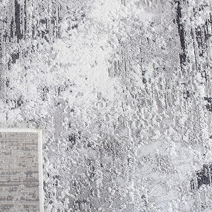 SAFAVIEH Amelia Collection Area Rug - 6' x 9', Grey & Ivory, Modern Abstract Design, Non-Shedding & Easy Care, Ideal for High Traffic Areas in Living Room, Bedroom (ALA705G)