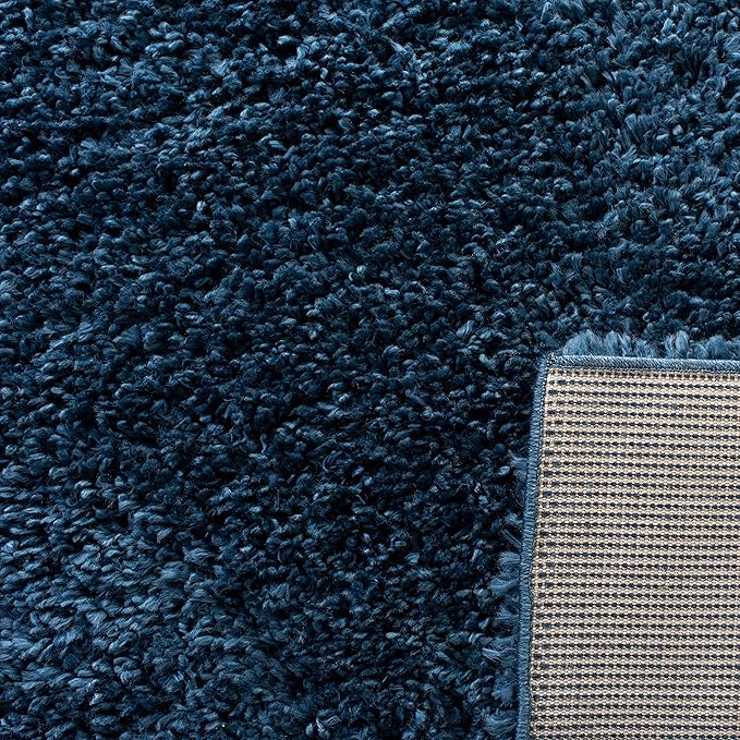 SAFAVIEH August Shag Collection Runner Rug - 2' x 13', Navy, Solid Design, Non-Shedding & Easy Care, 1.5-inch Thick Ideal for High Traffic Areas in Living Room, Bedroom (AUG200M)