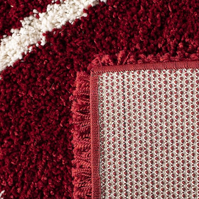 SAFAVIEH Hudson Shag Collection Area Rug - 10' x 14', Red & Ivory, Modern Trellis Design, Non-Shedding & Easy Care, 2-inch Thick Ideal for High Traffic Areas in Living Room, Bedroom (SGH281R)