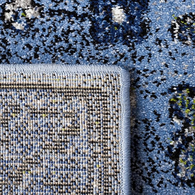 SAFAVIEH Vintage Hamadan Collection Area Rug - 5'3" x 7'6", Light Blue & Black, Traditional Oriental Design, Non-Shedding & Easy Care, Ideal for High Traffic Areas in Living Room, Bedroom (VTH204J)