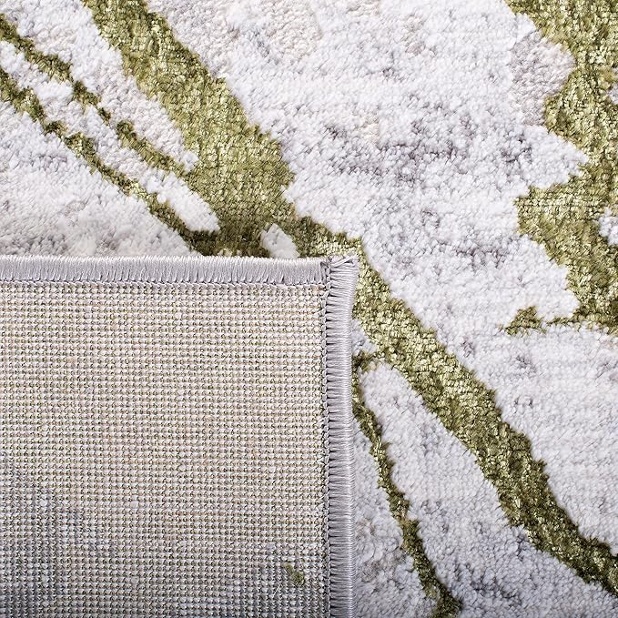 SAFAVIEH Amelia Collection Area Rug - 5'5" x 7'7", Grey & Green, Modern Abstract Design, Non-Shedding & Easy Care, Ideal for High Traffic Areas in Living Room, Bedroom (ALA293J)