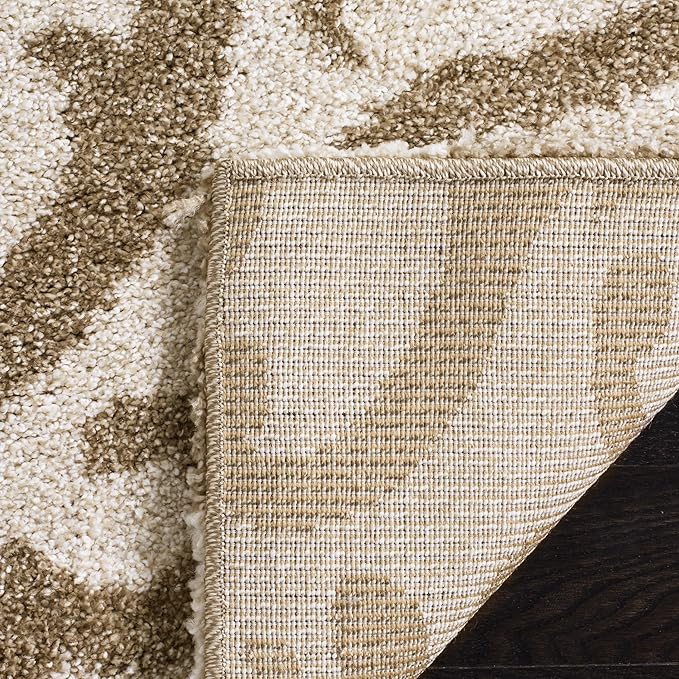 SAFAVIEH Florida Shag Collection Accent Rug - 3'3" x 5'3", Cream & Beige, Design, Non-Shedding & Easy Care, 1.2-inch Thick Ideal for High Traffic Areas in Foyer, Living Room, Bedroom (SG462-1113)