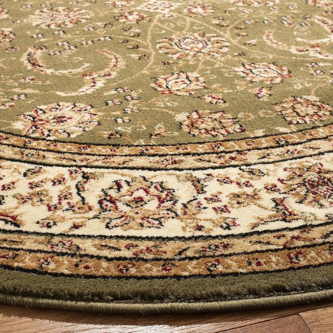 SAFAVIEH Lyndhurst Collection Area Rug - 5'3" Round, Sage & Ivory, Traditional Oriental Design, Non-Shedding & Easy Care, Ideal for High Traffic Areas in Living Room, Bedroom (LNH219B)