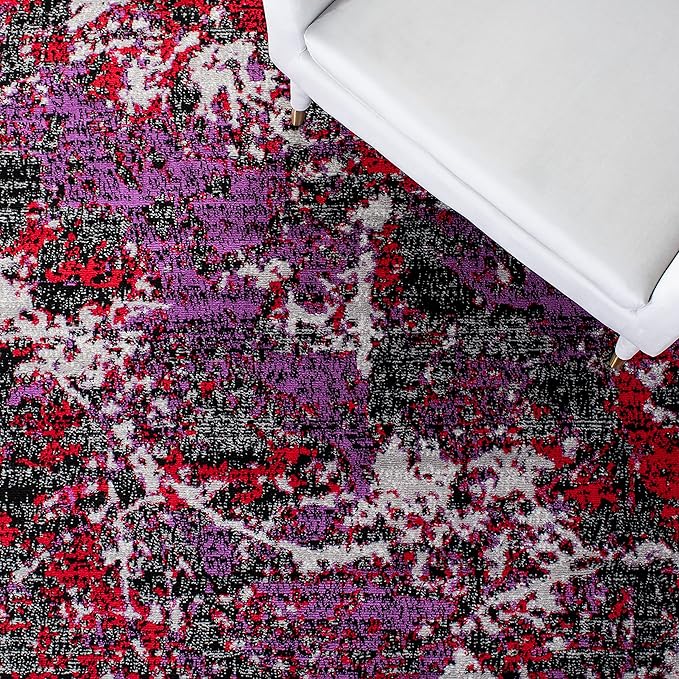 SAFAVIEH Skyler Collection 6' x 9' Black/Purple SKY186V Modern Abstract Non-Shedding Living Room Dining Bedroom Area Rug