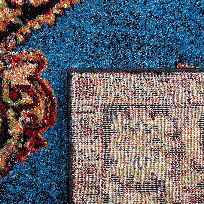 SAFAVIEH Vintage Hamadan Collection Accent Rug - 4' x 6', Gold & Light Blue, Oriental Design, Non-Shedding & Easy Care, Ideal for High Traffic Areas in Entryway, Living Room, Bedroom (VTH219D)