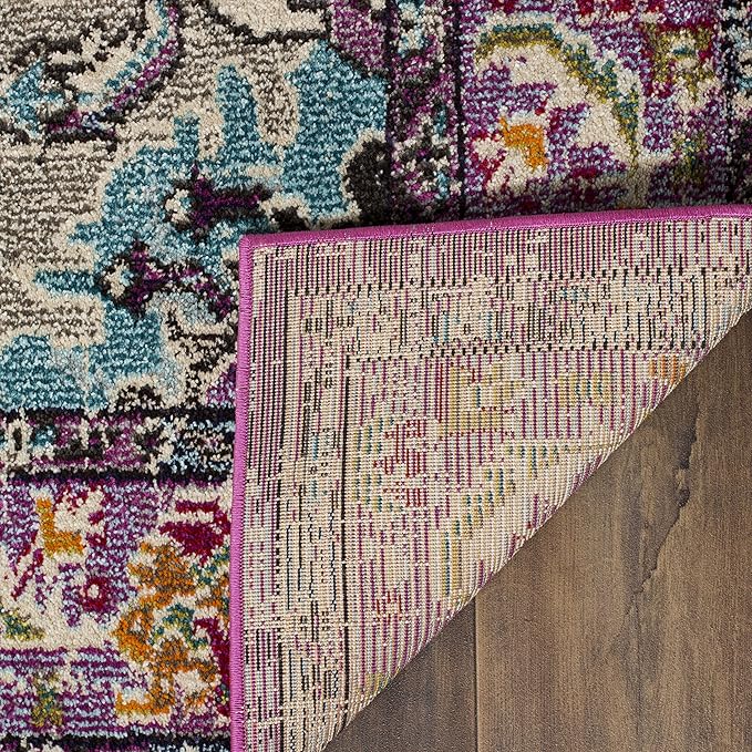 SAFAVIEH Monaco Collection Runner Rug - 2'2" x 14', Violet & Light Blue, Non-Shedding & Easy to Clean, Distressed Medallion Design, Ideal for Hallway, Foyer, Entryway, Kitchen, Bedroom (MNC243L)