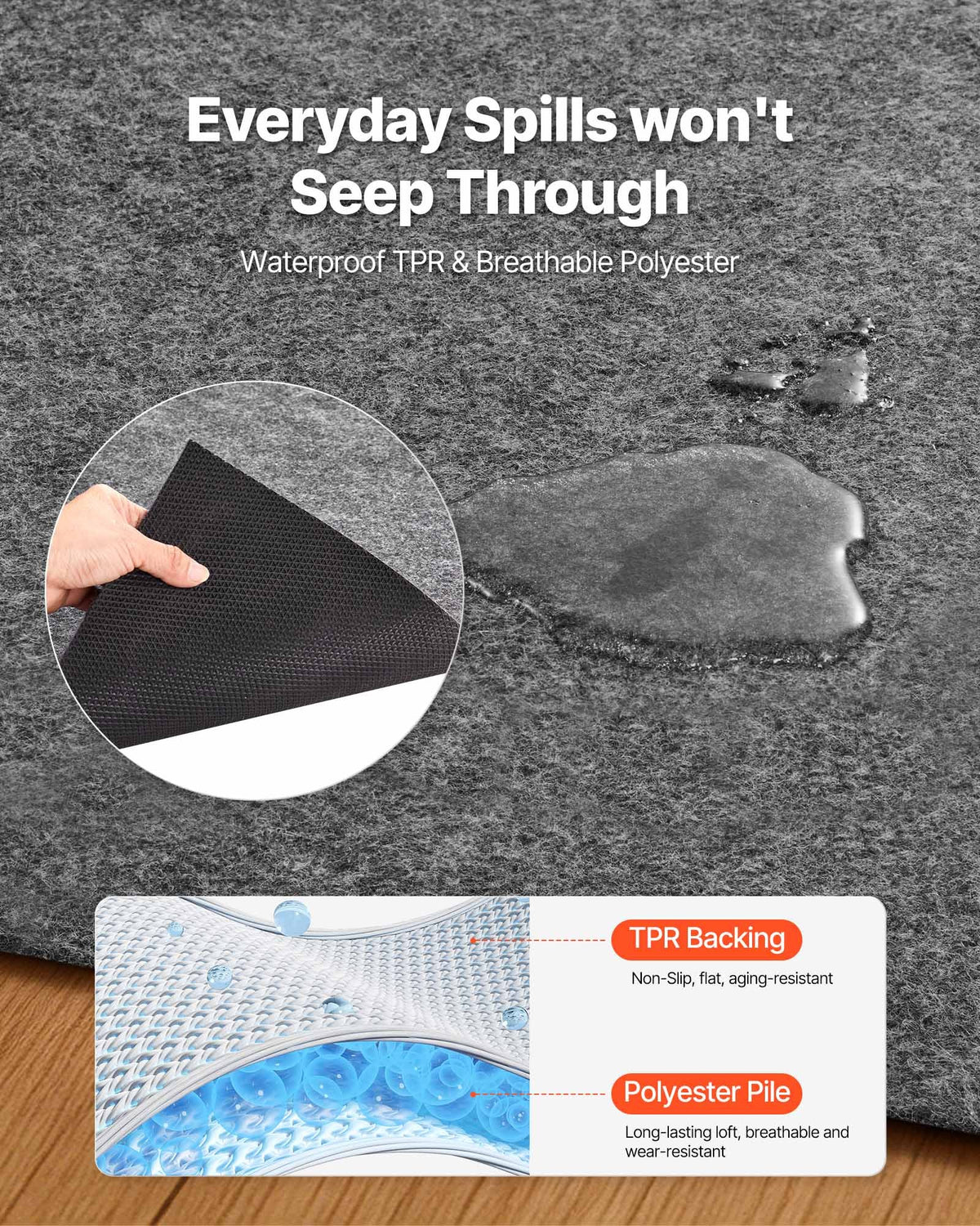 Rug Pad 8 X 10 Ft, Non-slip Carpet Area Pad, Rug Mat Padding With Dual Surface Felt Cushion & Rubber Gripper, Hardwood Floor Protection For All Floors, Finishes, Keeps Carpets In P - Image 5