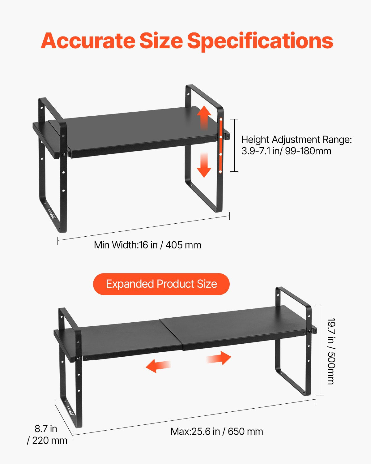 2 Tier Cabinet Organizer Shelf Counter Shelves Steel Kitchen Storage Spice Rack - Image 6