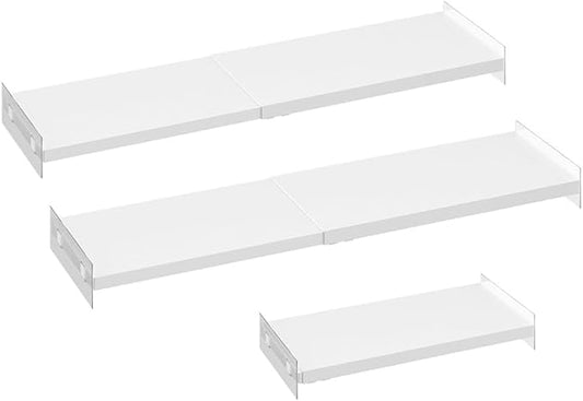 Expandable metal closet shelf dividers 3-pack adjustable white organizer for wardrobe cupboard and kitchen