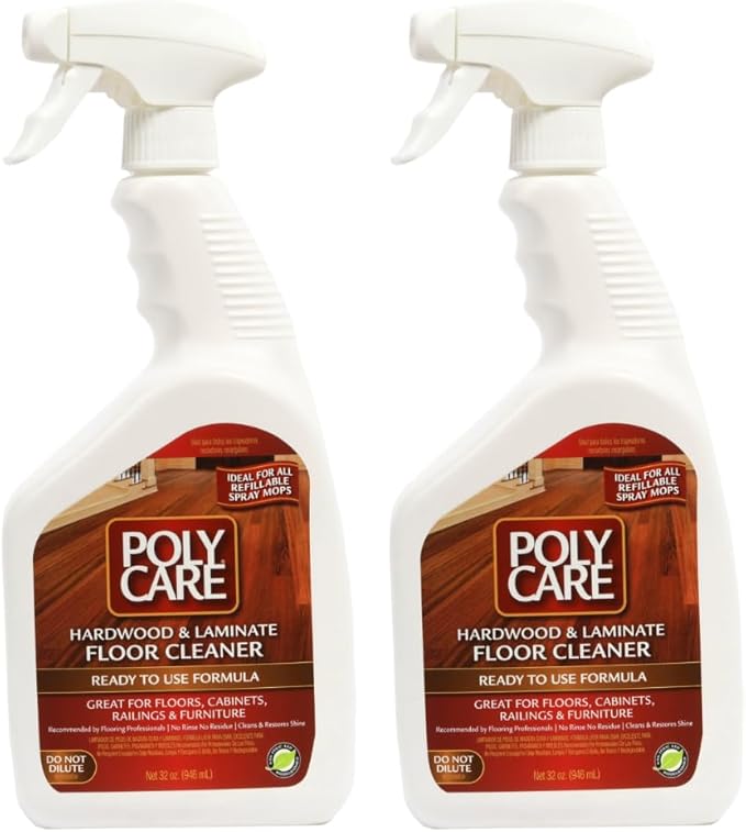 POLYCARE hardwood floor cleaner refill spray 32oz residue-free solution for wood and laminate floors