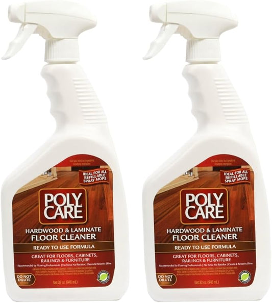 POLYCARE hardwood floor cleaner refill spray 32oz residue-free solution for wood and laminate floors