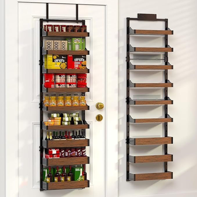 9-tier over the door pantry organizer black metal adjustable shelves for kitchen bedroom bathroom laundry room