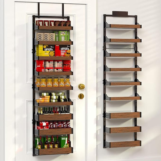 9-tier over the door pantry organizer black metal adjustable shelves for kitchen bedroom bathroom laundry room