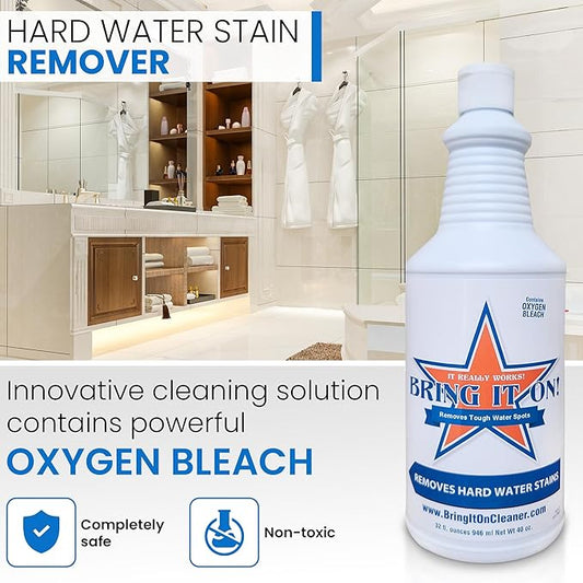 Bring It On floor and tile cleaner water spot remover with drill brush attachment for grout and shower