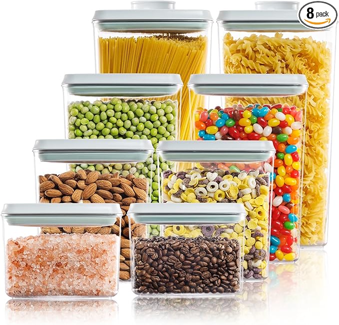 Pop Top Food Storage Containers 8 Pack BPA-Free airtight pantry organizers with measurement marks – best food storage containers 2026