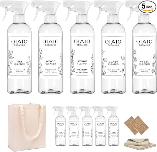 Non-toxic home cleaning 5-pack bundle with natural organic ingredients for kitchen surfaces and drains
