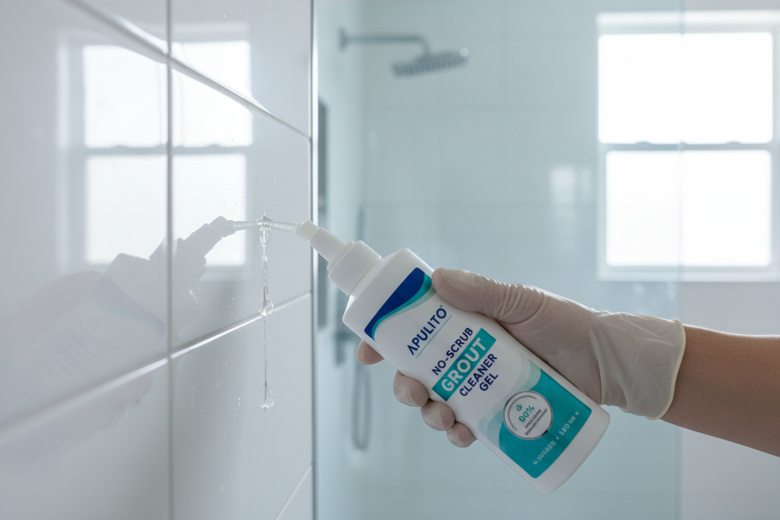 APULITO no-scrub grout gel cleaner for kitchen tile countertop and bathroom surfaces professional grade