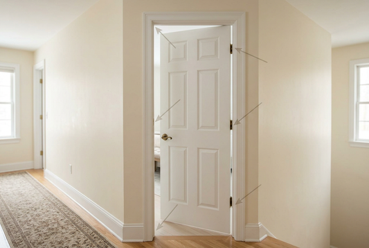Interior door diagram showing common sticking points and clearance gaps.