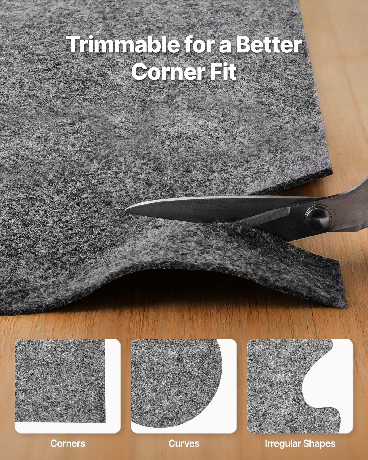 Rug Pad 3 X 5 Ft, Non-slip Carpet Area Pad, Rug Mat Padding With Dual Surface Felt Cushion & Rubber Gripper, Hardwood Floor Protection For All Floors, Finishes, Keeps Carpets In Pl - Image 3