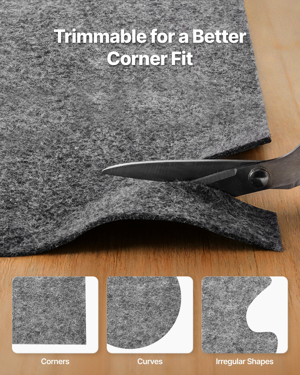 Rug Pad 5 X 7 Ft, Non-slip Carpet Area Pad, Rug Mat Padding With Dual Surface Felt Cushion & Rubber Gripper, Hardwood Floor Protection For All Floors, Finishes, Keeps Carpets In Pl - Image 5