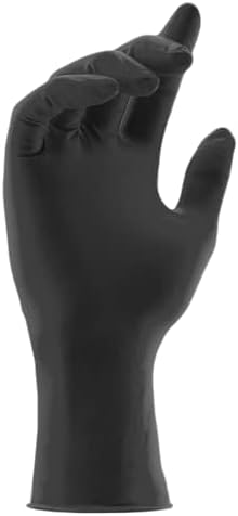 Heavy Duty Black Disposable Nitrile Gloves, 6mil, Stauffer Sense6x, Latex Free, 12" Extra Long, Tough & Strong - (Box of 100)