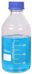 Lab Media Storage Round Bottles Graduated Glass Container GL45 Screw Cap Leakproof Multi-Purpose for Scientific | pack of 4 (Blue,1000ml)
