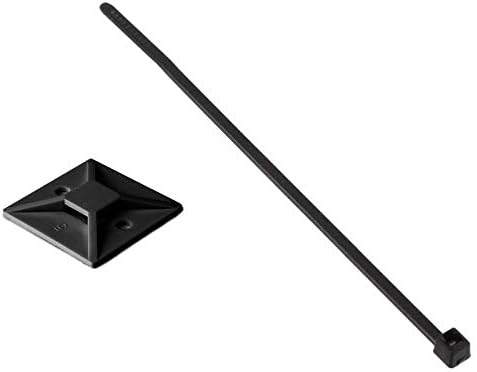 HellermannTyton Cable Tie and Mount Kit, 100 T18R0M4 4-inch Cable Ties with 100 MB3A0C2 Adhesive Mounts, UL Listed, 18 lb Tensile Strength, Black Nylon, Indoor Wire Management