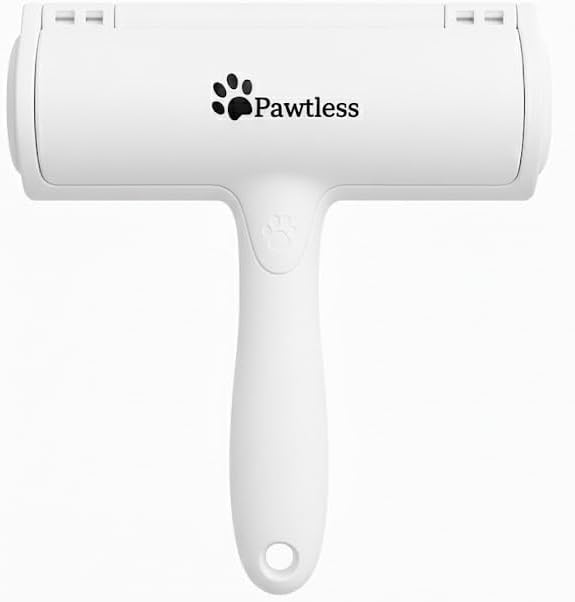 Pet Hair Remover White - Reuseable Dog & Cat Hair Remover for Furniture, Clothes, Carpet, Car interiors- Eco-Friendly Lint Roller with Self-Cleaning Chamber- No Adhesive, No Refills Needed
