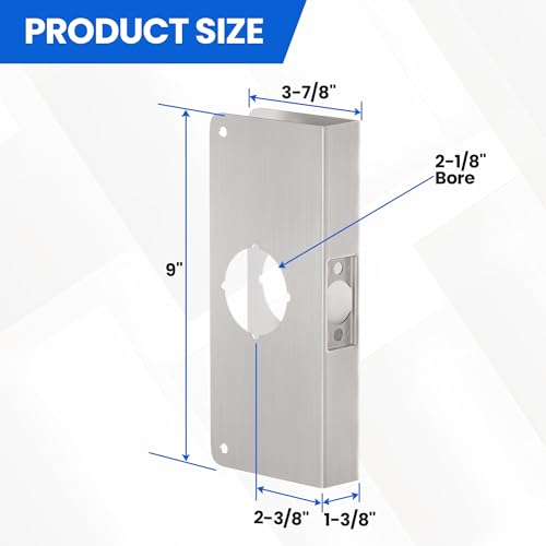 Single Hole Door Knob Reinforcement Long Plate, Brushed Nickel - Image 3