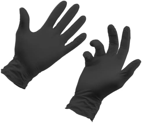 Heavy Duty Black Disposable Nitrile Gloves, 6mil, Stauffer Sense6x, Latex Free, 12" Extra Long, Tough & Strong - (Box of 100)
