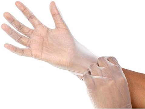 SAFE HANDLER Industrial Vinyl Gloves | Latex Free, Powder Free, Multi Purpose, Cleaning, For Work or For Home, Disposable Gloves, 100 per box (1 box)