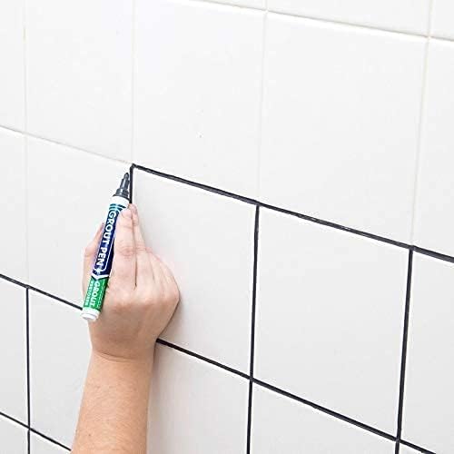 Grout Pen Tile Paint Marker: Grey 1 Pack and 2 Pack White with Extra Tips (Narrow, 5mm) - Waterproof Tile Grout Colorant Marker for Cleaner Looking Floors & Whitener Without Bleach