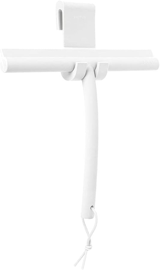 blomus VIPO Shower Squeegee with Holder, 24 cm Wide, Silicone Squeegee for Shower, Bathroom, Window Squeegee, Windscreen Squeegee, White