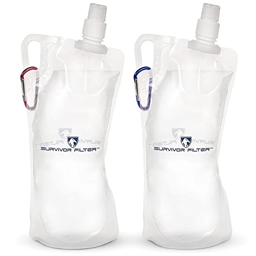 Survivor Filter Clear Collapsible Water Bottles - Travel, Hiking - Image 2