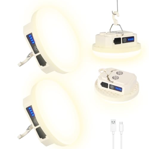 2 Pack Rechargeable Camping Lantern, 3000LM Magnetic, Warm White - Image 2