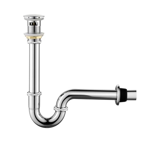 Brass P Trap with Bathroom Sink Stopper: 1-1/4 Sink Drain - Image 2