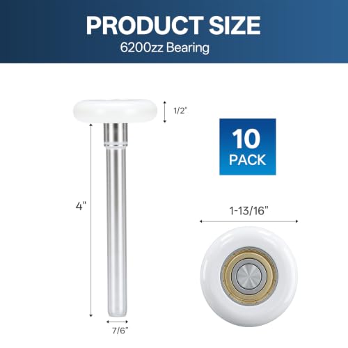 Nylon Garage Door Rollers 10 Pack 2-Inch Wheels 6200ZZ Bearings - Image 3