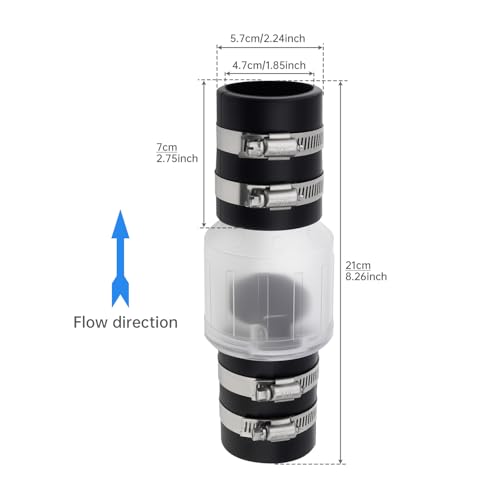 1-1/2 inch Sump Pump Check Valve with Steel Clamps Quiet Silent - Image 3