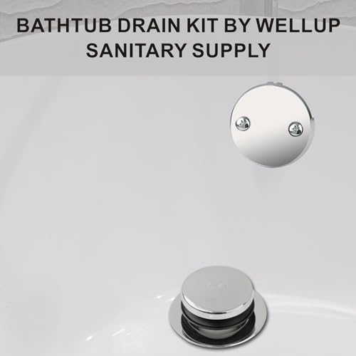 Chrome Tub Drain Bathtub Drain Kit,Tip Toe with 2 Hole Overflow - Image 4