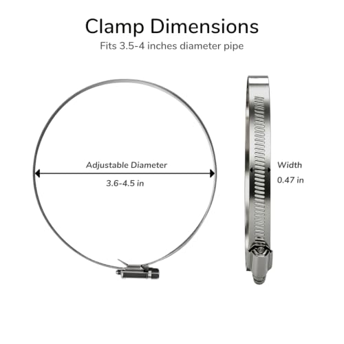 4 Inch Hose Clamp, 6 Pcs Adjustable Stainless Steel Clamp - Image 3