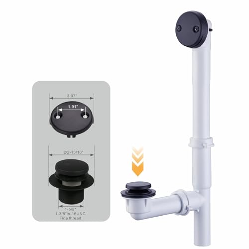Matte Black Tub Drain Kit Bathtub Drain,Tip Toe Bath Waste - Image 6