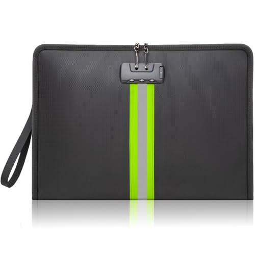 Fireproof Document Bag with Lock and Zipper, Black - Image 2