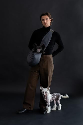 Dog Carrier Sling 5-18lb, Cat Carrier bag (Faux Leather, Zipper) - Image 4