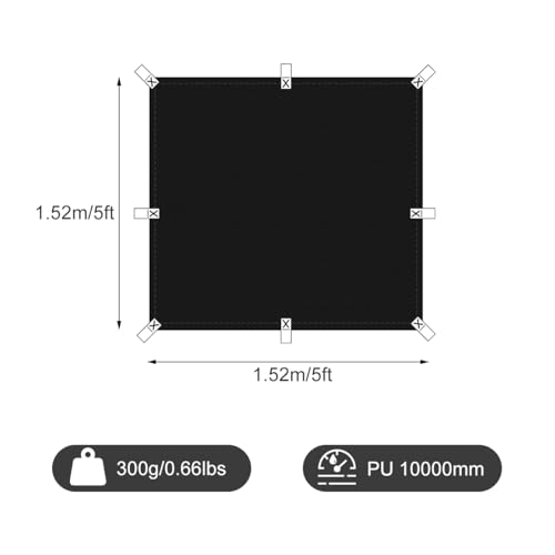 Black Waterproof Tarp 5x5ft for Outdoor: UV/Tear-Resistant Cover - Image 4