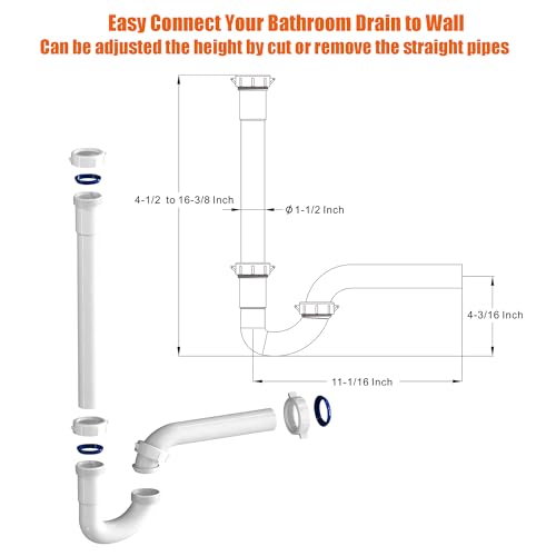 Bathroom Sink Drain Kit,for Most 1-1/4” Bathroom & Kitchen - Image 5