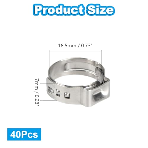 40Pcs 15.3mm-18.5mm (1/2") Single Ear Hose Clamps PEX Crimp Rings - Image 3