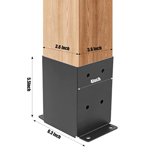 4 Pcs 4"× 4" Post Base (Inner Size 3.6"x3.6") Post Brackets - Image 3