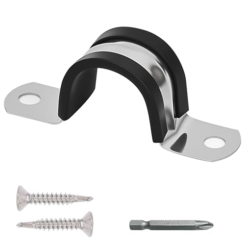 Pipe Clamps 0.86 IN,304 Stainless Steel & Rubber Lining 10 Pack - Image 2
