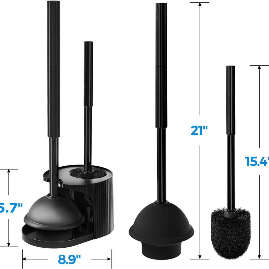 Toilet Plunger And Brush Set Extended Handle Plunger Toilet Bowl Brush Plunger Set Bathroom Cleaning Tools Toilet Brush Plunger Combo Cleaning Brush Bathroom Cleaning Supplies - Image 2
